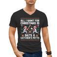 Christmas Baseball Bats Catcher Mitts Holiday Tee Men's V-Neck T-Shirt Christmas Baseball Bats Catcher Mitts Holiday Tee Men's V-Neck T-Shirt