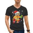 Christmas Gingerbread Man Baseball Player Catcher Men's V-Neck T-Shirt Christmas Gingerbread Man Baseball Player Catcher Men's V-Neck T-Shirt