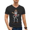 Cowboy Skeleton Baseball Halloween Graphic Men's V-Neck T-Shirt Cowboy Skeleton Baseball Halloween Graphic Men's V-Neck T-Shirt