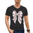 Cute Baseball Coquette Bow For Women Girls Baseball Mama Mom Men's V-Neck T-Shirt