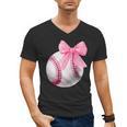 Cute Coquette Baseball Pink Bow Player & Fan Girls Men's V-Neck T-Shirt Cute Coquette Baseball Pink Bow Player & Fan Girls Men's V-Neck T-Shirt