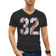 Distressed Baseball Number 32 Jersey Uniform Player Fan Men's V-Neck T-Shirt Distressed Baseball Number 32 Jersey Uniform Player Fan Men's V-Neck T-Shirt