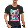 Drip Happens Baseball Ice Cream Bat And Ball With Sunglasses Men's V-Neck T-Shirt Drip Happens Baseball Ice Cream Bat And Ball With Sunglasses Men's V-Neck T-Shirt