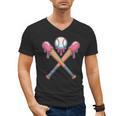 Dripping Pink Baseball Crossed Bats Summer Men's V-Neck T-Shirt Dripping Pink Baseball Crossed Bats Summer Men's V-Neck T-Shirt