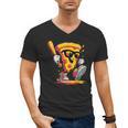 Drippy Pizza Baseball Slice Cartoon Sports Food Men's V-Neck T-Shirt