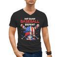 Eat Sleep Baseball Repeat Ice Cream Drip Crossed Bats Men's V-Neck T-Shirt Eat Sleep Baseball Repeat Ice Cream Drip Crossed Bats Men's V-Neck T-Shirt