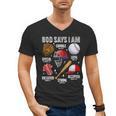 God Says I Am Baseball Player Catcher Pitcher Boys Men Men's V-Neck T-Shirt God Says I Am Baseball Player Catcher Pitcher Boys Men Men's V-Neck T-Shirt