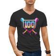 Happy 100 Days Of School Baseball Drip 100th Day Of School Men's V-Neck T-Shirt Happy 100 Days Of School Baseball Drip 100th Day Of School Men's V-Neck T-Shirt