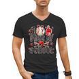 Happy 100 Days Of School Baseball Girls Coquette Bow Teacher Men's V-Neck T-Shirt Happy 100 Days Of School Baseball Girls Coquette Bow Teacher Men's V-Neck T-Shirt