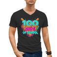 Happy 100 Days Of School Costume Baseball Drip Ice Cream Men's V-Neck T-Shirt Happy 100 Days Of School Costume Baseball Drip Ice Cream Men's V-Neck T-Shirt