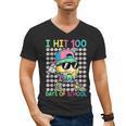 I Hit 100 Days Of School Baseball Drip 100th Day Of School Men's V-Neck T-Shirt I Hit 100 Days Of School Baseball Drip 100th Day Of School Men's V-Neck T-Shirt
