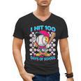 I Hit 100 Days Of School Baseball Ice Cream Drip Men's V-Neck T-Shirt I Hit 100 Days Of School Baseball Ice Cream Drip Men's V-Neck T-Shirt