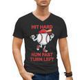 Hit Hard Run Fast Turn Left Baseball Player Men's V-Neck T-Shirt Hit Hard Run Fast Turn Left Baseball Player Men's V-Neck T-Shirt