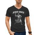 Jesus Saves Shirt Religious Christian Faith Baseball Men's V-Neck T-Shirt Jesus Saves Shirt Religious Christian Faith Baseball Men's V-Neck T-Shirt