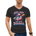 Just A Boy Who Loves Baseball Patriotic Drip For Youth Boys Men's V-Neck T-Shirt
