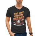 Just A Boy Who Loves Baseball Player Kids Men's V-Neck T-Shirt