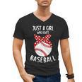 Just A Girl Who Loves Baseball Cute Retro Baseball Lover Men's V-Neck T-Shirt
