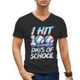Kids 100 Days Of School 100th Day Baseball Ice Cream Drip Men's V-Neck T-Shirt