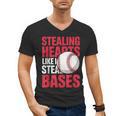 Kids Stealing Hearts Like I Steal Bases Cute Baseball Boys Men's V-Neck T-Shirt Kids Stealing Hearts Like I Steal Bases Cute Baseball Boys Men's V-Neck T-Shirt