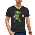 Leprechaun Playing Baseball St Patricks Day Sport Boys Men's V-Neck T-Shirt Leprechaun Playing Baseball St Patricks Day Sport Boys Men's V-Neck T-Shirt