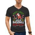 Most Likely To Play Baseball With Santa Christmas Pajamas Men's V-Neck T-Shirt Most Likely To Play Baseball With Santa Christmas Pajamas Men's V-Neck T-Shirt