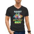 Nanny Of The Birthday Boy Baseball Football Colorful Men's V-Neck T-Shirt