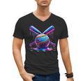 Neon Dripping Baseball And Bats Colorful Sports Art Men's V-Neck T-Shirt Neon Dripping Baseball And Bats Colorful Sports Art Men's V-Neck T-Shirt