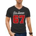 Number 67 Numbered Six Seven Baseball Jersey Style Team 67 Men's V-Neck T-Shirt Number 67 Numbered Six Seven Baseball Jersey Style Team 67 Men's V-Neck T-Shirt