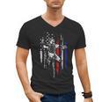 Patriotic Baseball Catcher American Flag Sports Tee Men's V-Neck T-Shirt