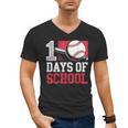 Retro 100 Days Of School Baseball Teacher Student 100 Days Men's V-Neck T-Shirt Retro 100 Days Of School Baseball Teacher Student 100 Days Men's V-Neck T-Shirt