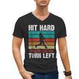 Retro Hit Hard Run Fast Turn Left Baseball Lover Men's V-Neck T-Shirt Retro Hit Hard Run Fast Turn Left Baseball Lover Men's V-Neck T-Shirt