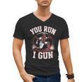 You Run I Gun Baseball Catcher Softball Player Men's V-Neck T-Shirt You Run I Gun Baseball Catcher Softball Player Men's V-Neck T-Shirt