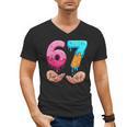 Six Seven 6-7 Baseball Ice Cream Drip 67 Meme Hands Men's V-Neck T-Shirt Six Seven 6-7 Baseball Ice Cream Drip 67 Meme Hands Men's V-Neck T-Shirt