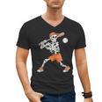 Skeleton Batting Baseball Halloween Men's V-Neck T-Shirt Skeleton Batting Baseball Halloween Men's V-Neck T-Shirt