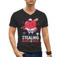 Stealing Hearts And Bases Baseball Player Valentine's Day Men's V-Neck T-Shirt Stealing Hearts And Bases Baseball Player Valentine's Day Men's V-Neck T-Shirt