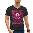 Strike Out Breast Cancer Baseball Ice Cream Drip Men's V-Neck T-Shirt Strike Out Breast Cancer Baseball Ice Cream Drip Men's V-Neck T-Shirt