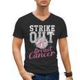 Strike Out Breast Cancer Baseball Warrior Men's V-Neck T-Shirt Strike Out Breast Cancer Baseball Warrior Men's V-Neck T-Shirt