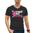 Strike Out Cancer Breast Cancer Awareness Baseball Warrior Men's V-Neck T-Shirt Strike Out Cancer Breast Cancer Awareness Baseball Warrior Men's V-Neck T-Shirt
