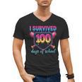 I Survived 100 Days Of School Baseball 100th Day Kids Girls Men's V-Neck T-Shirt I Survived 100 Days Of School Baseball 100th Day Kids Girls Men's V-Neck T-Shirt