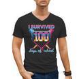 I Survived 100 Days Of School Baseball Boys Students Men's V-Neck T-Shirt I Survived 100 Days Of School Baseball Boys Students Men's V-Neck T-Shirt