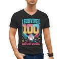 I Survived 100 Days Of School Baseball Drip Students Teacher Men's V-Neck T-Shirt