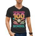 I Survived 100 Days Of School Baseball Ice Cream Drip Men's V-Neck T-Shirt I Survived 100 Days Of School Baseball Ice Cream Drip Men's V-Neck T-Shirt
