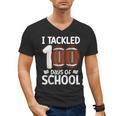 I Tackled 100 Days Of School Baseball Player Kids Teacher Men's V-Neck T-Shirt