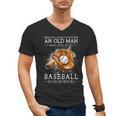 Never Underestimate An Old Man Who Still Plays Baseball Men's V-Neck T-Shirt