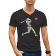 Valentines Day Baseball Batter Silhouette Heart Men Boy Kids Men's V-Neck T-Shirt Valentines Day Baseball Batter Silhouette Heart Men Boy Kids Men's V-Neck T-Shirt