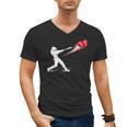 Valentines Day Baseball Batter Silhouette Heart Men's V-Neck T-Shirt Valentines Day Baseball Batter Silhouette Heart Men's V-Neck T-Shirt