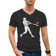 Valentines US Baseball Player Silhouette Heart Men's V-Neck T-Shirt Valentines US Baseball Player Silhouette Heart Men's V-Neck T-Shirt