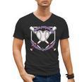 I Wear Purple For Alzheimers Awareness Baseball Heart Ribbon Men's V-Neck T-Shirt I Wear Purple For Alzheimers Awareness Baseball Heart Ribbon Men's V-Neck T-Shirt