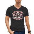 Women's Never Underestimate An Old Man Who Plays Baseball Men's V-Neck T-Shirt Women's Never Underestimate An Old Man Who Plays Baseball Men's V-Neck T-Shirt