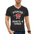 Women's Valentines Day Baseball Stealing Hearts Bases Boys Kids Men Men's V-Neck T-Shirt Women's Valentines Day Baseball Stealing Hearts Bases Boys Kids Men Men's V-Neck T-Shirt